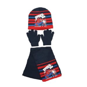 Boys Spiderman Hat Gloves & Scarf Set Kids Spiderman Winter Hat Set Age 3-8
