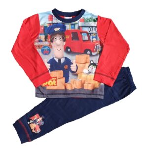 Postman Pat Pyjamas Set Boys Postman Pat Pyjamas Red & Navy Sleepwear Age 18 Months To 5 Years