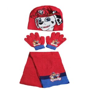 Boys Paw Patrol Hat, Gloves & Scarf Set Kids Winter Paw Patrol Marshall Hat Set Age 3-7