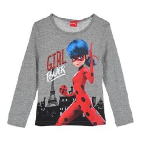 Girls Miraculous Ladybug T-shirt Kids Ladybug Long Sleeve Top Size 4-8 Years Grey