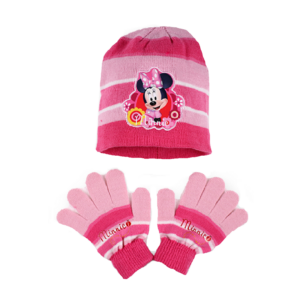 Minnie Mouse Hat & Gloves Girls Disney Minnie Mouse Beanie Hat Set Age 3-7 Years