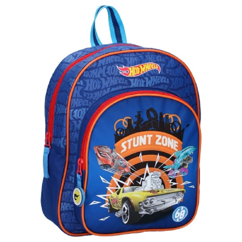 Hot Wheels Blue Backpack with Cars Print for Boys Girls Teenagers
