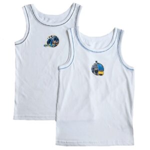 Batman Vest Boys 2 In A Pack DC Batman Vest 100% Cotton Age 3-8 Years