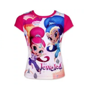Shimmer & Shine T-shirt Girls Shimmer & Shine Short Sleeve Cotton Top Age 3-8 Years