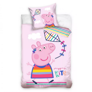 Peppa Pig Duvet Cover & Pillow Case Set For Cot/Cot Bed Kite 100% Cotton 100 x 135 cm