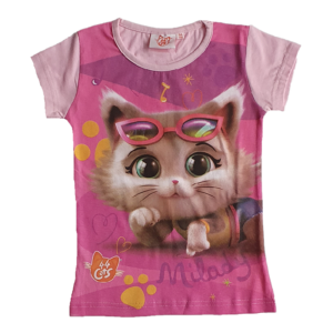 44 Cats T-shirt Girls 44 Cats Short Sleeve T-shirt Age 2-6 Years