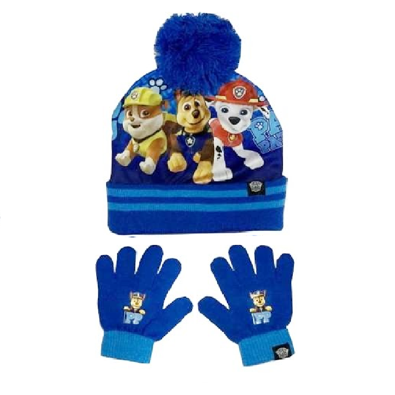 Paw Patrol Chase Boys Hat & Gloves Set 