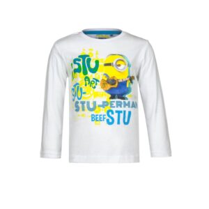 Minion T-shirt Boys Minions Long Sleeve Top Age 3-8 Years White