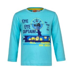 Minion T-shirt Boys Minions Long Sleeve Top Age 3-8 Years Pirate Blue