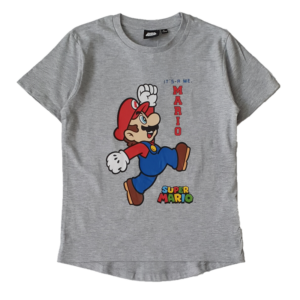 Super Mario T-shirt Kids Super Mario T-shirt 100% Cotton Age 4-12 Years Grey