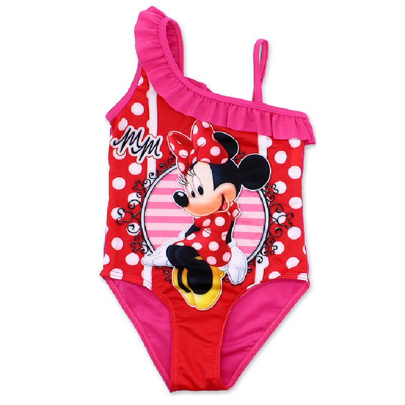 Disney Minnie Mouse Baby Girls Swimming Costume Kids One Piece Babies Swimsuit Swimwear 