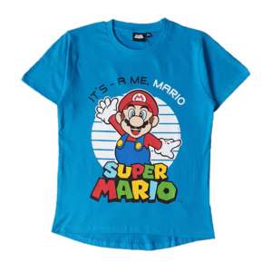 Super Mario T-shirt Kids Super Mario T-shirt 100% Cotton Age 4-12 Years Blue