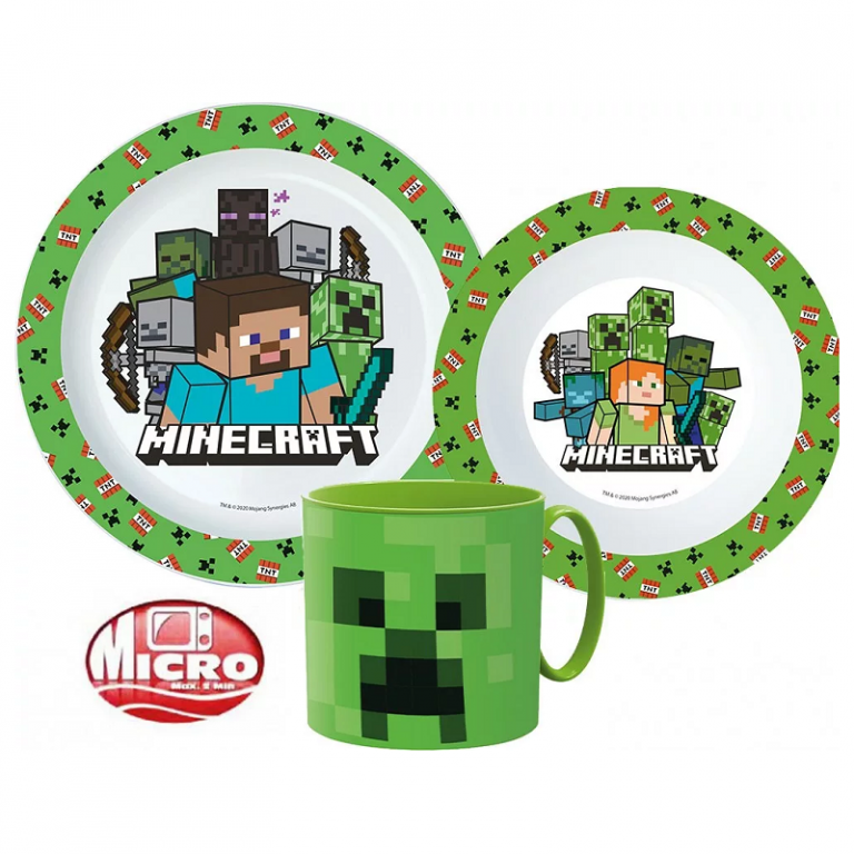 Minecraft Dinner Set Kids Minecraft 3 Piece Plate, Bowl & Mug Dinner