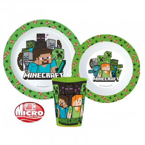 Minecraft Dinner Set Kids Minecraft 3 Piece Microwavable Dinner Set
