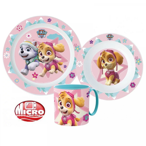 Paw Patrol Dinner Set Girls Paw Patrol 3 Piece Plate, Bowl & Mug Dinner