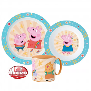 Peppa Pig Dinner Set Kids Peppa Pig 3 Piece Plate, Bowl & Mug Dinner Set