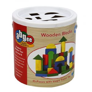 Wooden Blocks With Shape Sorter Top 48 Pieces Premium Quality Blocks
