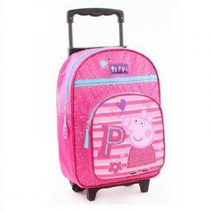 Peppa Pig Trolley Backpack Girls Peppa Deluxe Travel Trolley Bag Pink