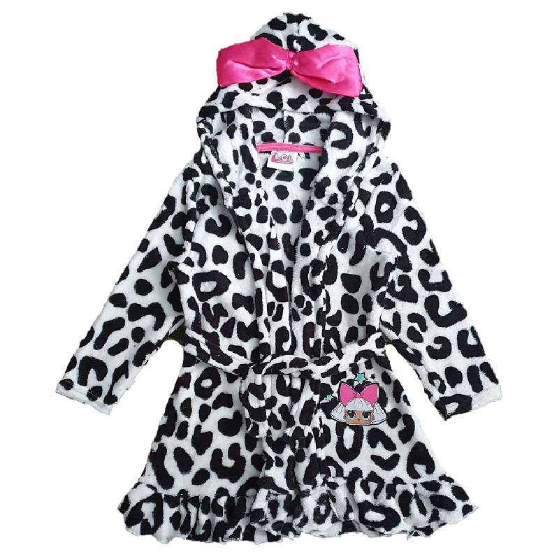 LOL Dressing Gown Girls Fleece LOL Dressing Gown Age 5-10 Years White ...