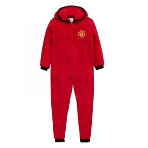 Mens Manchester United Hooded All In One Official Man Utd Jumpsuit Pyjamas Fleee