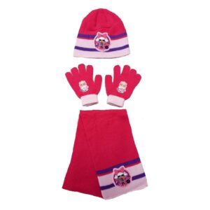 LOL Hat Gloves & Scarf Girls LOL Winter 3 Piece Hat Set Age 4-9 Years