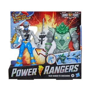 Power Rangers Dino Fury Battle Attackers Blue Rangers VS Shockhorn