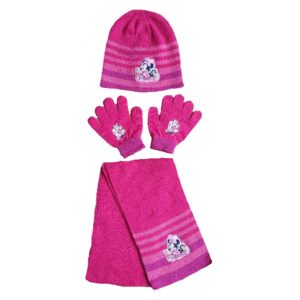 Minnie Mouse Hat Gloves & Scarf Girls Disney Minnie Mouse Winter Hat Set Age 3-8 Years