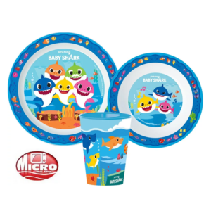 Baby Shark Dinner Set Kids Baby Shark 3 Piece Plate, Bowl & Cup Dinner Set