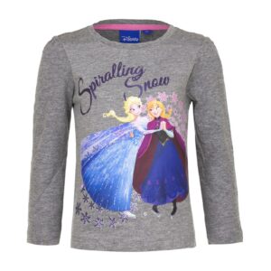 Frozen T-shirt Girls Disney Frozen Long Sleeve Top Spiralling Snow Age 4-8 Years