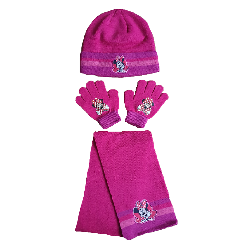 Disney Minnie Mouse Hat Scarf and Gloves Set Pink 