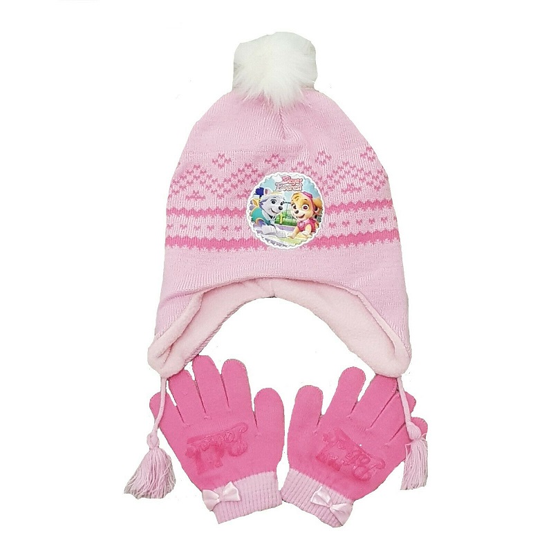 OFFICIAL LICENCE PRODUCT GIRLS PAW PATROL WINTER HAT & GLOVE SET GOOD QUALITY 