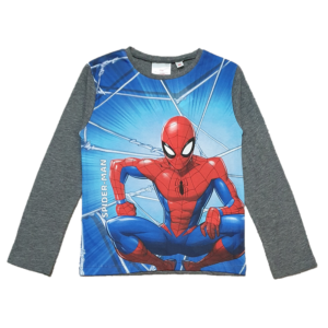 Spiderman T-shirt Boys Spiderman Long Sleeve Cotton Top Grey Age 3-8 Years