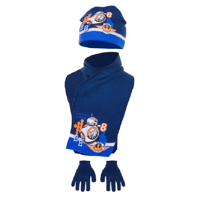 Boys Disney Star Wars Hat Scarf & Gloves Set Children Winter Hat Set Age 3-8 Years