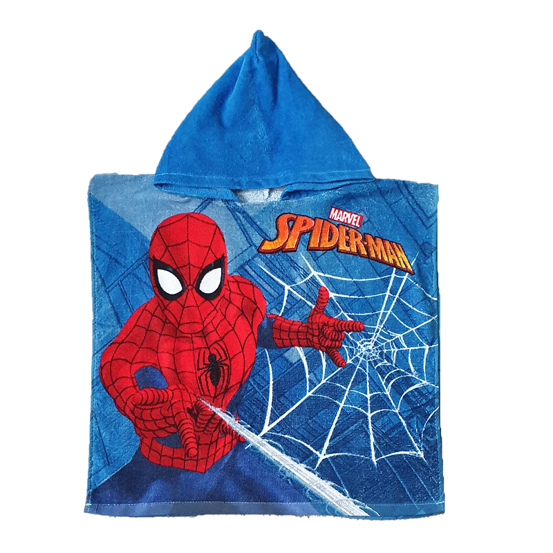 Spiderman Poncho Boys Spiderman Poncho Beach Towel 100% Cotton Dark Blue -  Online Character Shop