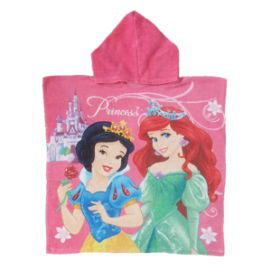 Princess Poncho Girls Disney Princess Poncho Towel 100% Cotton Pink 60 x 120 cm