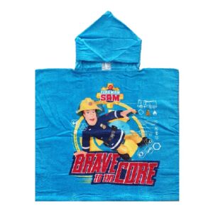 Fireman Sam Poncho Kids Fireman Sam Poncho Towel 100% Cotton Blue 60 x 120 cm