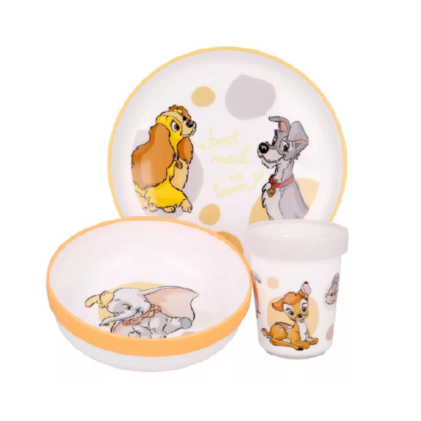 Disney Classic Dinner Set Kids Disney Plate Deep Bowl & Cup Set Non