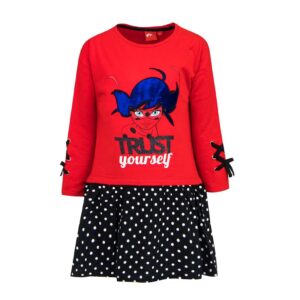 Miraculous Ladybug Dress Girls Long Sleeve Miraculous Ladybug Dress Age 3-8 Years Red & Grey