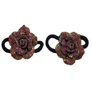 Rose Hair Bobble Girls Beautiful Rose Hair Elastics Set of 2 Hair Bobbles