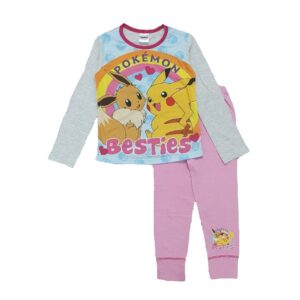 Pokemon Pyjamas Girls Pokemon Sleepwear Size 5-12 Years Pink & Grey