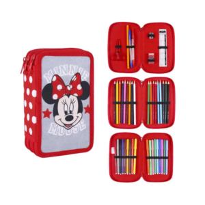 Minnie Mouse Pencil Case Girls Disney Minnie Mouse Red Filled Pencil Case 3 Layers