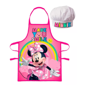 Minnie Mouse Apron & Chef Hat Set Girls Disney Minnie Chef Set Age 3-8 Years Made You Smile