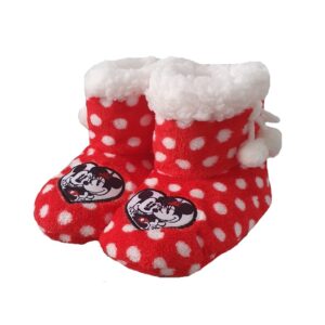 Minnie Mouse Slipper Bootie Girls Disney Minnie Mouse Fleece Booties Size UK 7.5-13 Red