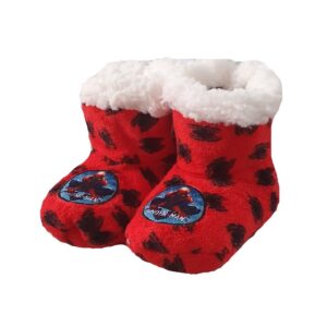 Spiderman Slipper Bootie Boys Spiderman Fleece Booties Size UK 7.5-13 Red
