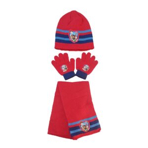 Paw Patrol Hat Gloves & Scarf Set Boys Paw Patrol Winter 3 Piece Set Red Age 3-6 Years