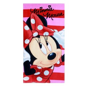 Minnie Mouse Towel Disney Minnie Beach/Bath Towel Stripe 100% Cotton Red