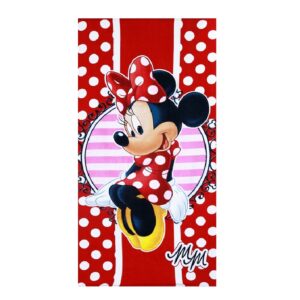 Minnie Mouse Towel Disney Minnie Beach/Bath Towel MM 100% Cotton Red