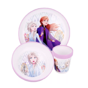 Frozen Dinner Set Kids Disney Frozen Plate Deep Bowl & Cup Set Non Slip Microwaveable Frozen Dinner Set