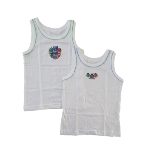 PJ Masks Vest Boys 2 In A Pack PJ Masks Vest 100% Cotton Age 18m-4 Years