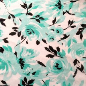 White Net Fabric Green Floral Net Mesh Material 58'' Width